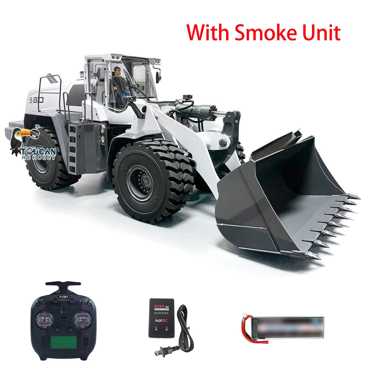 XDRC 580 RC Loader 1/14 Scale Remote Control Hydraulic Metal Car RTR with Smoke Unit Light Sound Set Battery RC Toy THZH1802 2