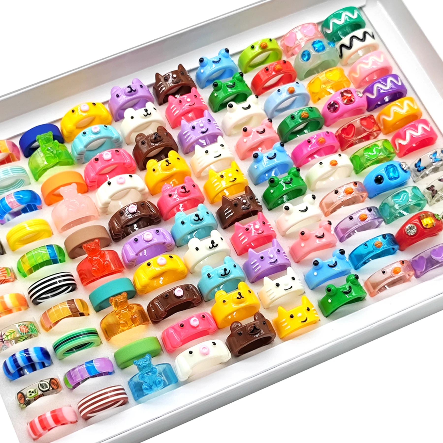 100 Anillos De Resina Coloridos Para Niñas, Tamaño 1,5 Cm, Ideales Para Relleno De Piñatas Y Fiestas