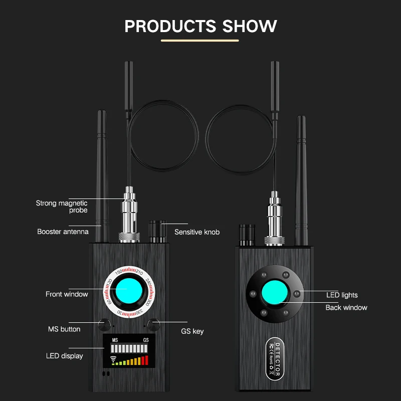 T9 Hidden Camera Detector Anti-spyware Mini Cam Spy Garget Bug RF Wifi Signal Scanner Hotel Travel Security Protect GPS Finder