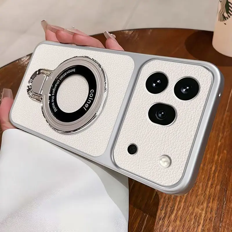 Huawei Honor Protective Case - Hard PC + Vegan Leather with Ring Stand