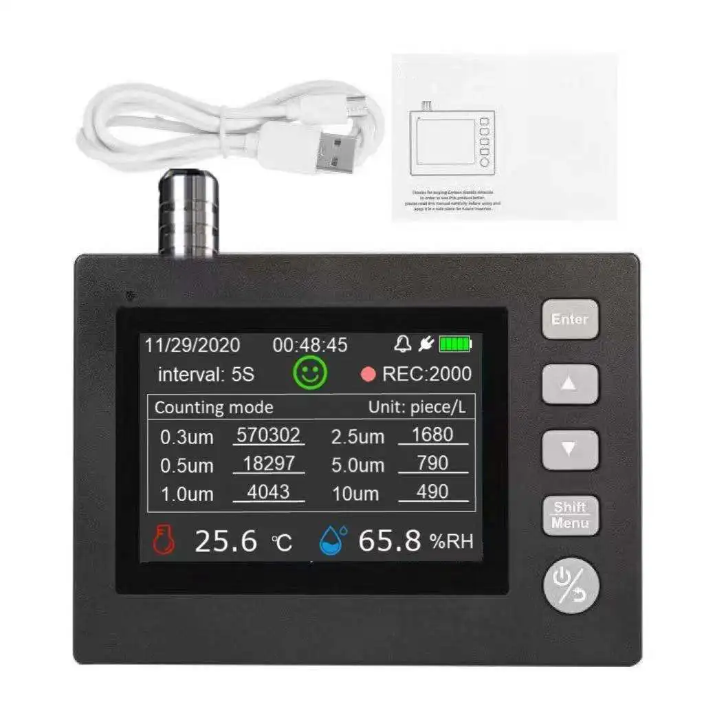 

PM0.3/0.5/1/2.5/5/10um Handled Professional Portable Airborne Laser Particle Counter Detector for clean room Gas particles NEBB
