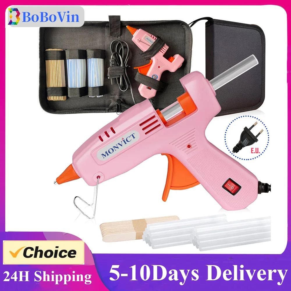 Hot Melt Glue Gun Hot Glue Gun 30Watts EU Mini Hot Glue Gun Kit with Carrying Case 20 Pcs Glue Sticks 10 Pcs Wood Craft sticks DIY Household Industrial Tools