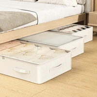1/2/3PCS Foldable Storage Bags Cotton Linen Underbed Wardrobe Clothing Duvet Organizer Quilt Socks Underwear Visible Storage Box 1