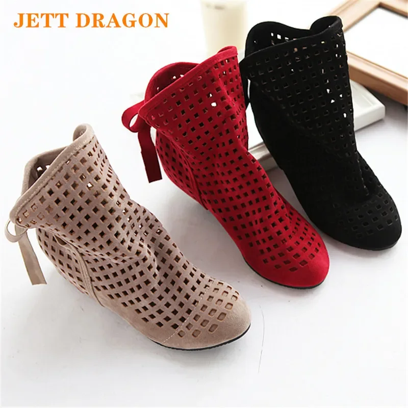 JETT DRAGON Hollow Summer Boots Bootie 2024 New Shoes Lace Openwork Crochet Boots Plus Size 34-43 Hollow Fashion Women Boots
