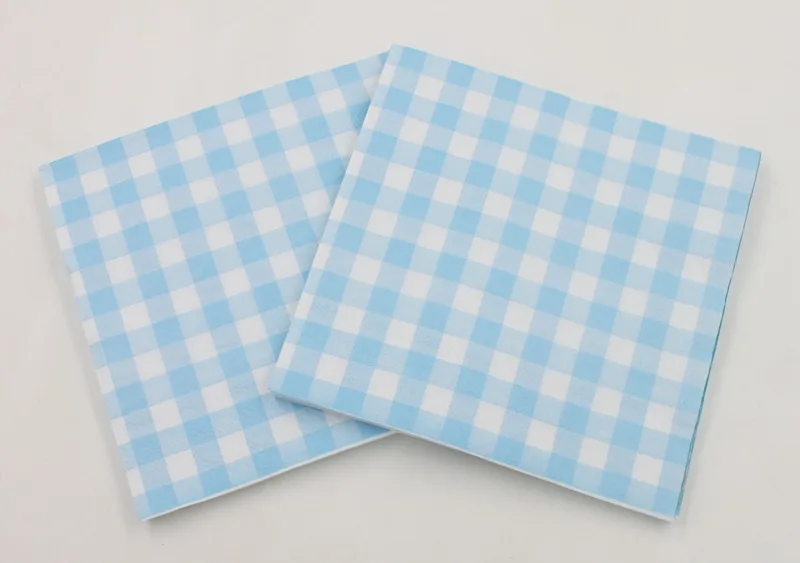 Description Picture 2 of item100 Counts Printed Paper Napkins Disposable Checkered Cocktail Napkins 2 Layers Wedding Birthday Picnic Tea Party