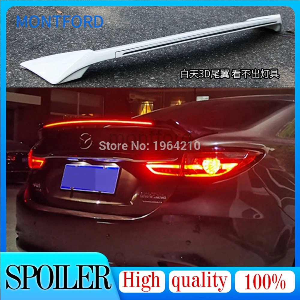 

ABS Plastic Painted Black Red White Color Rear Spoiler Trunk Boot Wing Spoiler With Led Light For Mazda 6 ATENZA 2014-2020