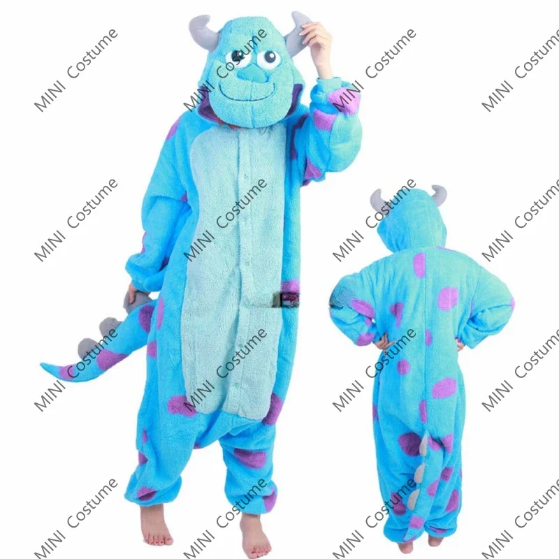 Polar Fleece Sullivan Mike Animal Kigurumi Onesie Costume for Women Men Pyjamas Monsters Cartoon Adult Pajama Cosplay