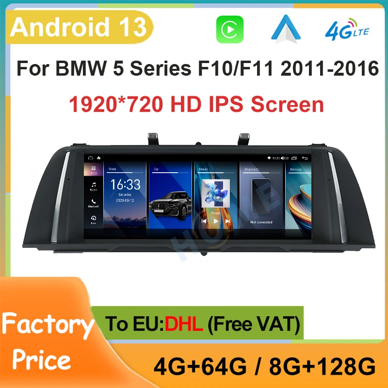 

128G Android 13 Auto 10.25" 12.5" Car Central Multimedia Player For BMW 5 Series F10 F11 Wireless Carplay GPS Navigation 4G wifi