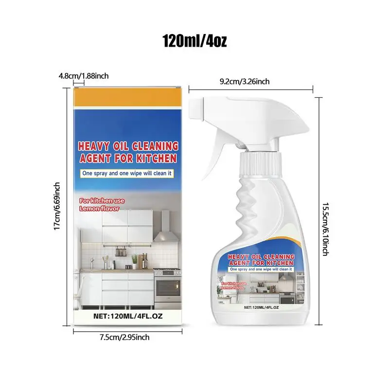 Kitchen Oil Stain Remover Hood Degreaser 120ml Kitchen Grease Cleaner Oil Stains Degreaser Cleaner Spray For Grills Ovens
