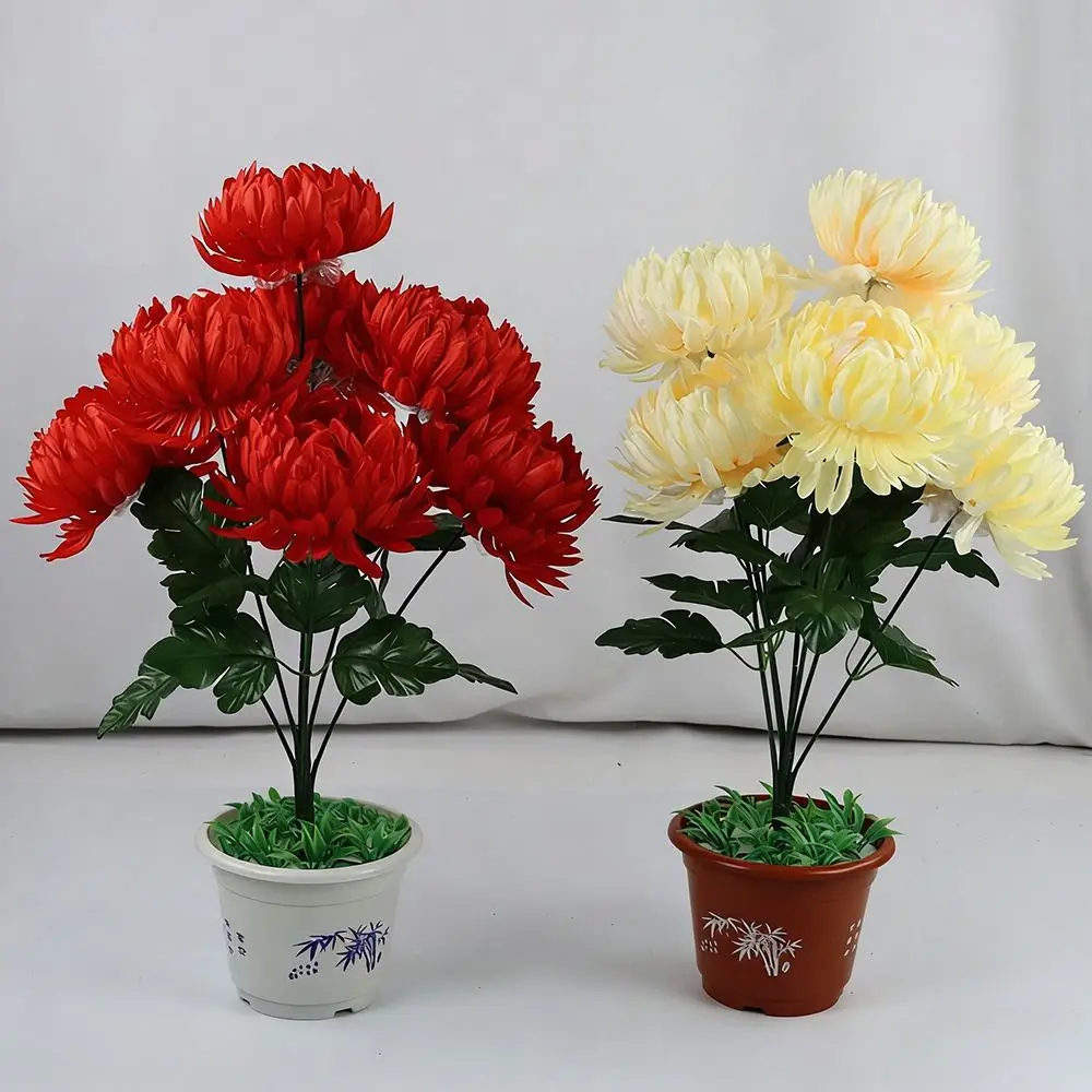 7-köpfiges Kunstblumenarrangement aus Seide, Chrysanthemenstrauß, DIY-Blumenbedarf, künstliche Blumen, Fotografie-Requisiten – Detail 5