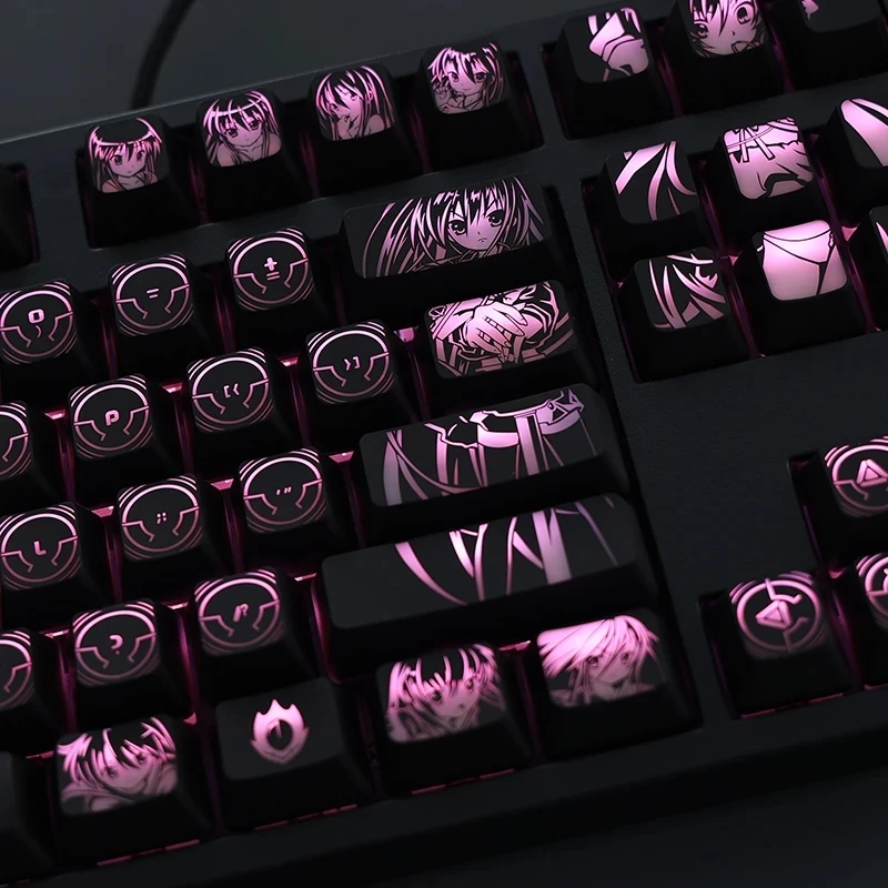 Conjunto Shakugan Não Shana Anime Backlit Keycaps Revestimento para Logitech G610 G512 Razer Blackwidow Huntsman Corsair K70 Tampas Chaves 1 - Imagem 3