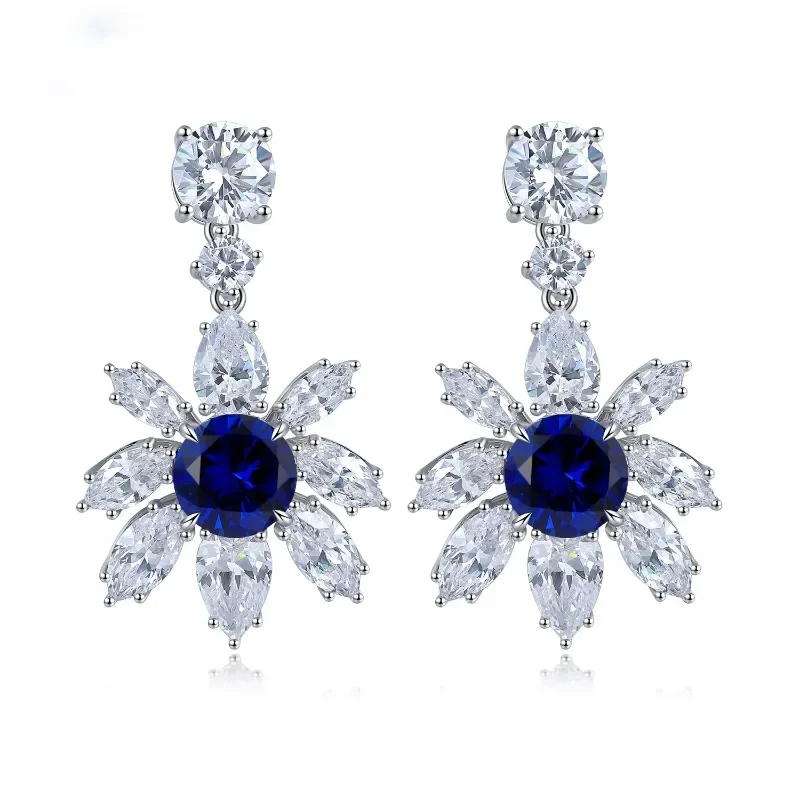 Pirmiana New Arrival  4.46ct Lab Grown Sapphire S925 Silver Earrings High Jewelry Women Party Gifts