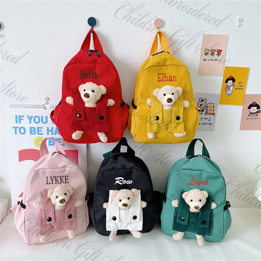 Personalized Name Children's Backpack New Kids Shoulder Bag Cute Cartoon Baby Backpack Custom 3-5 Year Old Kindergarten Book Bag baby boy airplane schoolbag children backpack hard shell blue pack mini cartoon spaceship bookbags lovely kids kindergarten bag