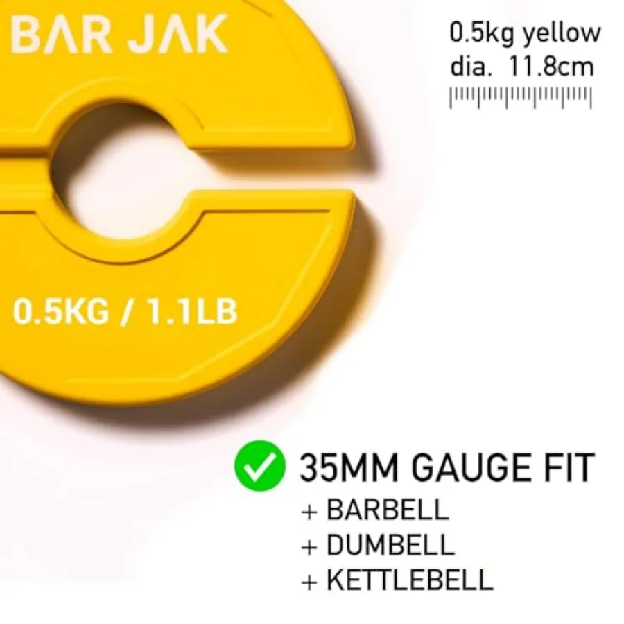 Micro Plates. 0.5 KG Weight Plate, x4 Pieces, Fractional Weight Plates, Dumbell Weights, Kettlebell weights Training.