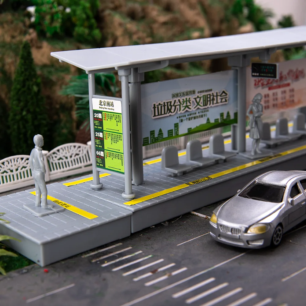 29*5.3*7.2cm Simulation Railway Platform Bus Stop Bus Station DIY Model Making Assembled Plastic Toys Kids' Birthday Gift 1Set 5