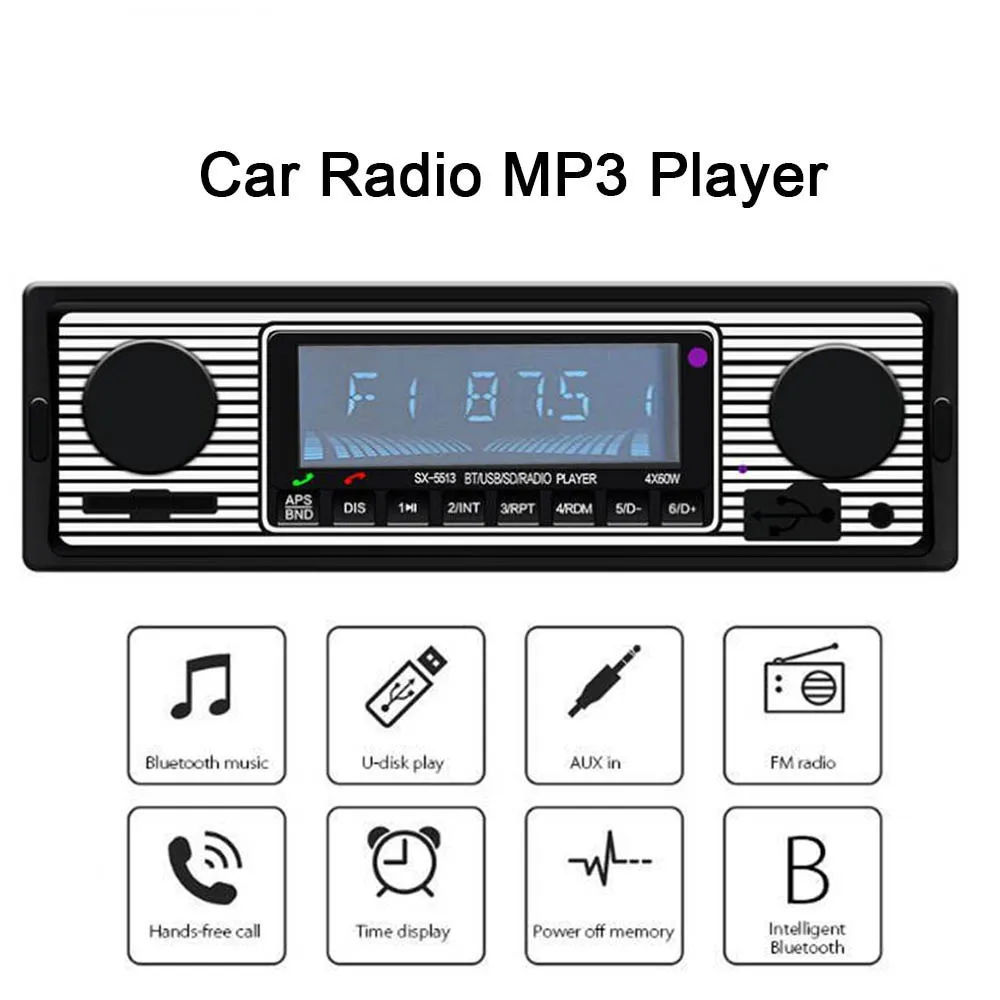 Wireless Car Radio 1 din Bluetooth-Compatible Retro MP3 Player AUX USB FM Play Vintage Stereo Audio Player With Remote Control