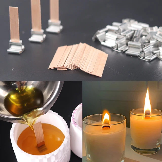 30pcs Wood Candle Wick Candl Wick With Base Wooden Candle Wick Set