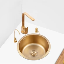 

Stainless Steel Gold Kitchen Sink Drain Pipe Nozzle Mixer Taps Gold Small Washing Sink Soap Dispensor Cuisine Home Improvement