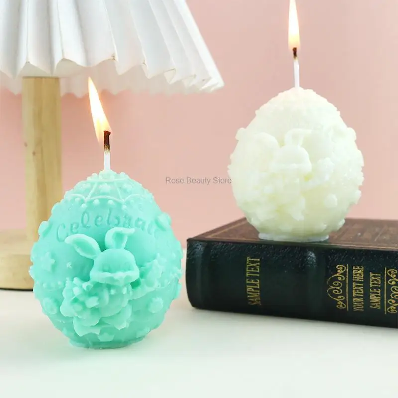 3D Egg Silicone Candle Mold Ball Soap Resin Plaster Mould Chocolate Cake Ice Making Set Home Decor Gift Easter Decorations