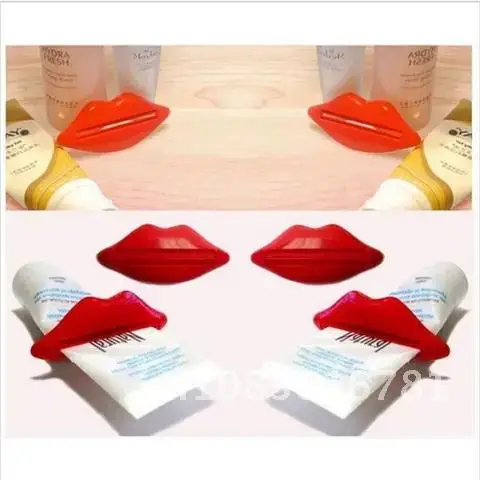 

Top Sale 2Pcs Hot Sexy Lip Kiss Bathroom Tube Dispenser Toothpaste Cream Squeezer Home Tube Rolling Holder Squeezer