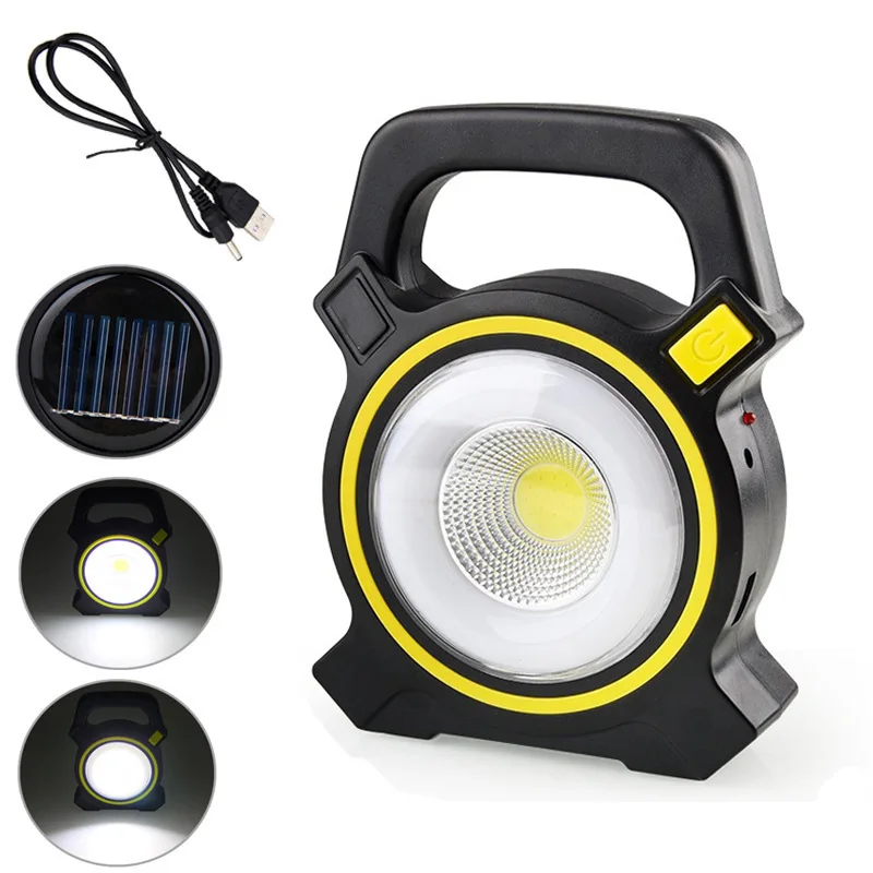 

Solar Panel Portable COB LED Work Light Outdoor Flashlight USB Rechargeable Night Lamp Camping Lantern Tent Light Emergency