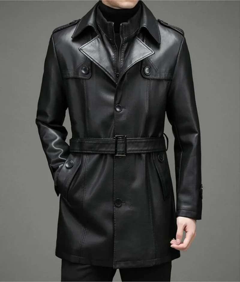 Autumn And Winter Genuine Leather Coat Men Clothing Winter Thick Warm Sheepskin Jacket Casual Large Size Men's Trench men leather jacket