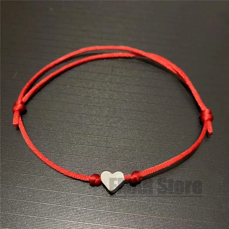 Handmade Stainless Steel Love Heart Star Charm Bracelet Lucky Thin Red Rope Thread String Bracelets Stone Couple Jewelry