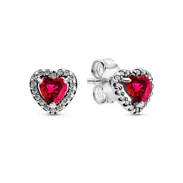 Silver Earrings 925 Sterling Heart-Shaped Colored Zircon Suitable For Girls Charming Jewelry Gifts
