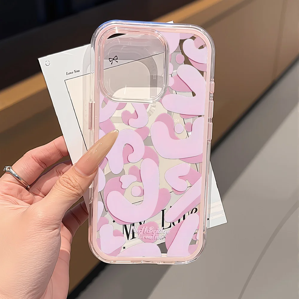 Pink Irregular Letters Shockproof Phone Case - Stylish Dual-Layer Protection