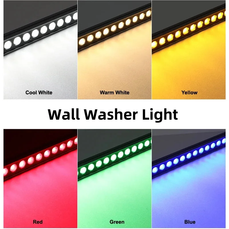 DC24V IP65 Outdoor Waterproof Wall Washer Lamp DMX512 RGB Floodlight 6W/12W LED Wall Line Step Landscape Light Yellow 3000K