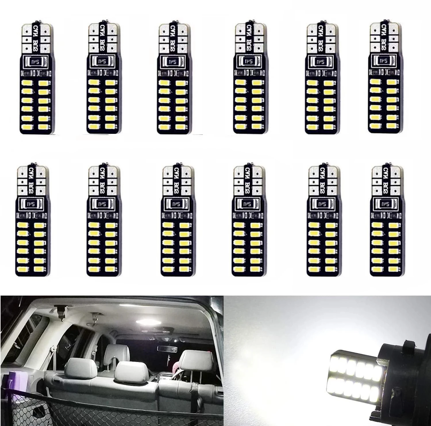 10pcs T10 LED 194 W5W 24 LED CANBUS 3014SMD ERROR FREE Car Side Wedge Light  - AliExpress