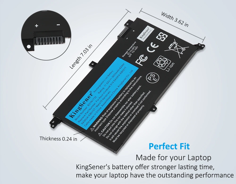 KingSener-Bateria do portátil para ASUS VivoBook, B31N1732,