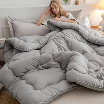 SF 하이 퀄리티 사계절 이불, 부드러운 여름 담요, 두껍고 따뜻한 겨울 이불, 100% 면 깃털 방지 다운 이불