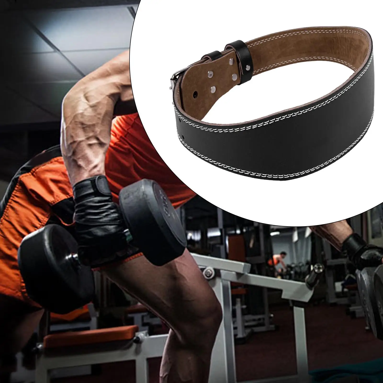 Weight Lifting Belt Gym Fitness, PU Leather, Lumbar Back Support, Adjustable, Powerlifting Bodybuilding Squat Workout, Adult