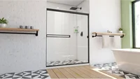 Alliance Pro BG 56-60 in. W x 70 3/8 in. H Semi-Frameless Sliding Shower Door in Matte Black and Clear Glass, glass shower door 2