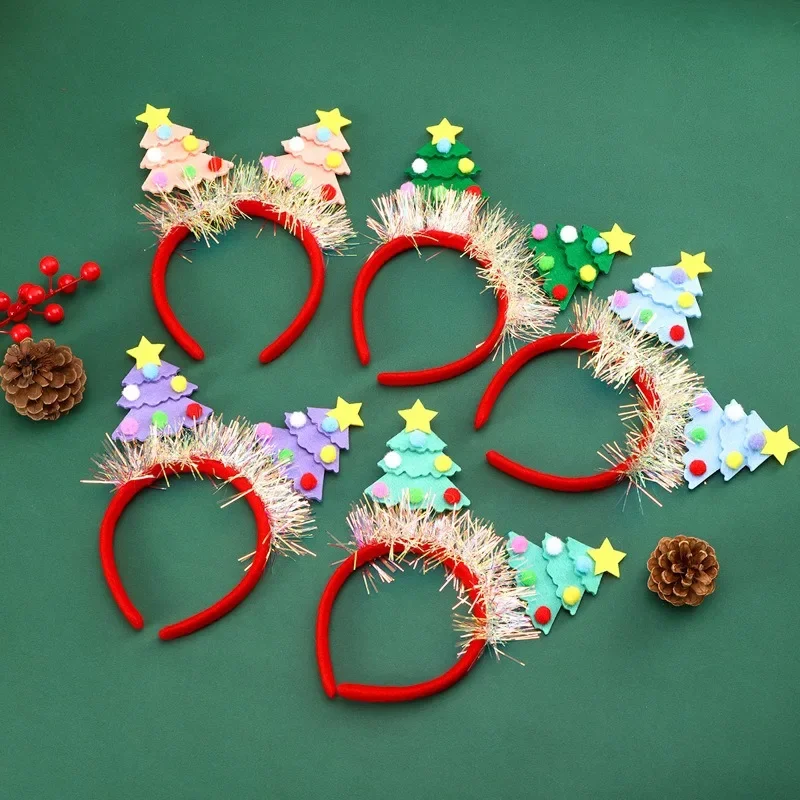 Christmas Tree Shaped Sequined Headband Colorful Xmas Tree Head Band Natal Navidad Merry Christmas Noel Gift Happy New Year