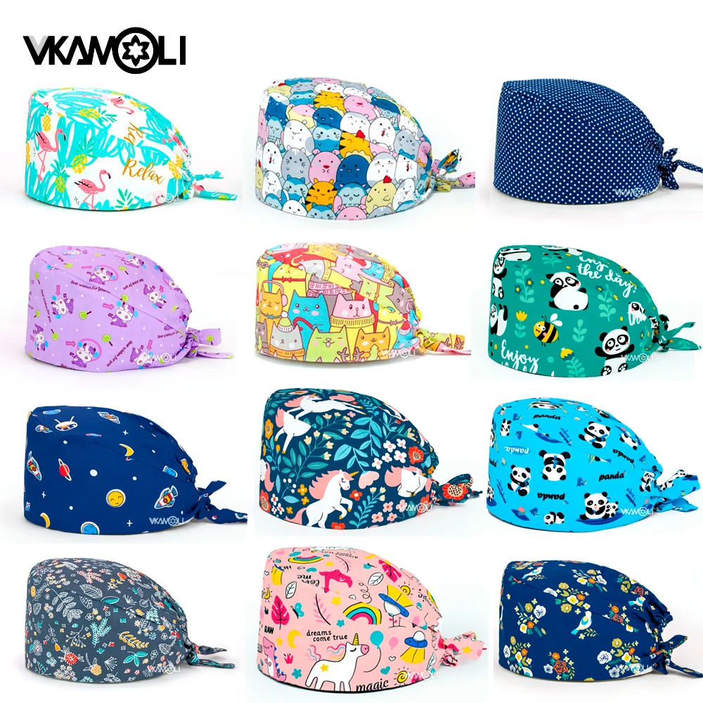 scrubs caps Pet shop hats Cleaning cap prices cotton High Quality pet grooming nursing work hats