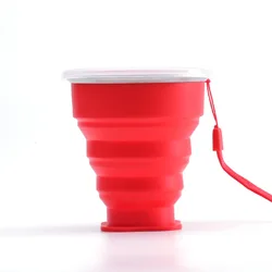 Compact 200ml Silicone Folding Water Cup with Lid - Portable and Heat Resistant (Red)