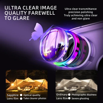 경도 9H 사파이어 렌즈 보호 커버, 휴대폰 렌즈 필름 카메라 보호 스티커, 아이폰 15 프로 맥스 15 플러스 풀