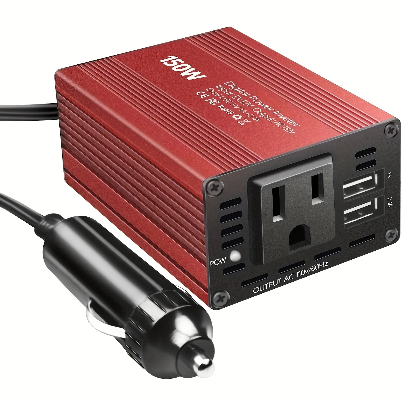 

Car Power Inverter DC 12V To AC 110V 150W Car Power Converter Charger With 3.1A Dual USB Outlets Fast Charge For Phone IPad