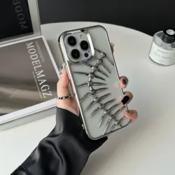 Electroplated TPU Shockproof Hollow Keel Phone Case - Stylish and Irregular Design - iPhone 12 Pro (Silver)