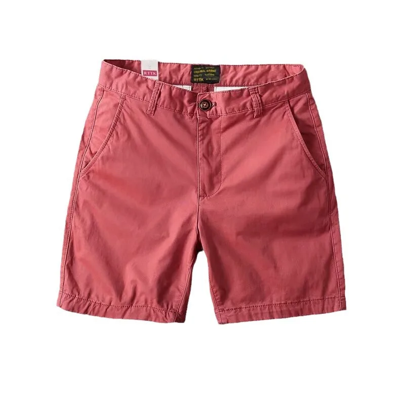 Summer Textured Washed Men's Casual Shorts Trendy Men's Soil Pure Cotton Solid Color Versatile Slim Fitting Workwear Capris mens sports shorts