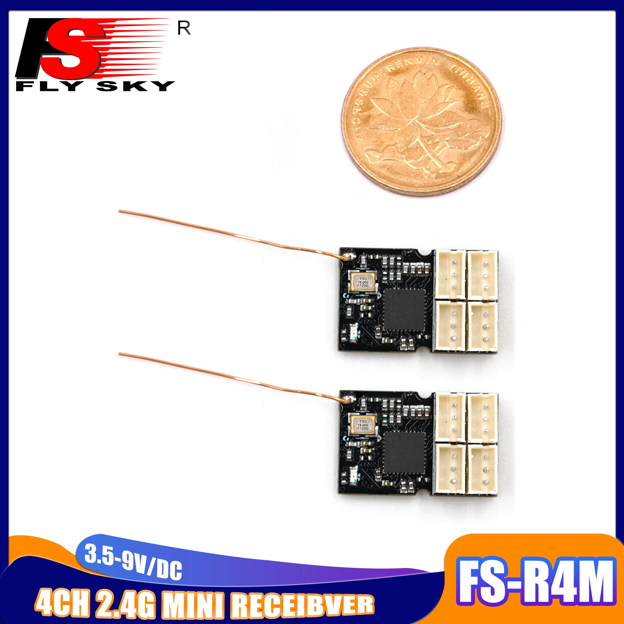 

FLYSKY 4CH 1/2/4PCS FS-R4M 2.4G Mini Receiver 3.5-9V/DC Single Antenna for RC Micro Cars Model ANT Protocol Transmitter FS-G7P