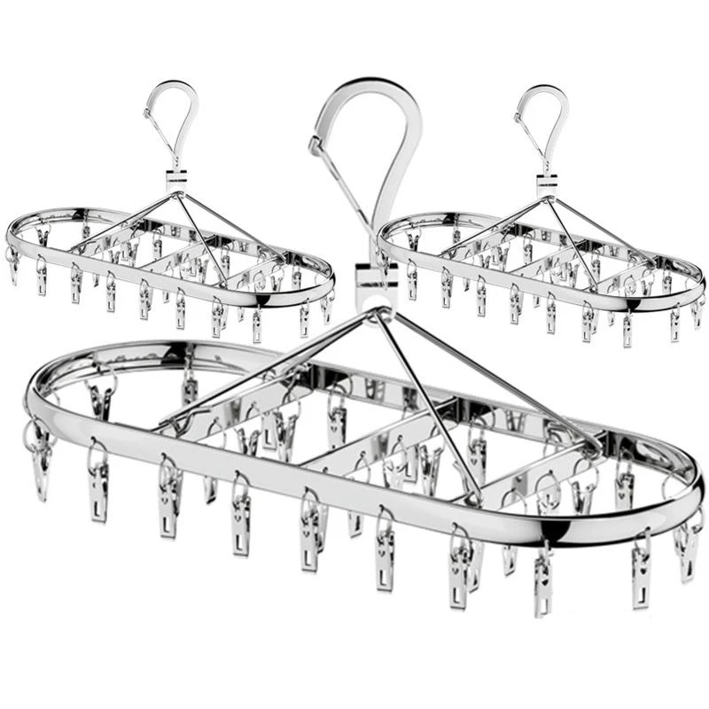 10/18/32 Clip Stainless Steel Drying Basket Multifunctional Hangers for Clothes Underwear Drying Rack Multiple Clip Socks Hanger 1