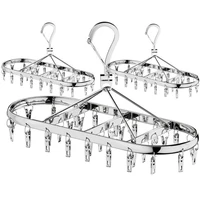 10/18/32 Clip Stainless Steel Drying Basket Multifunctional Hangers for Clothes Underwear Drying Rack Multiple Clip Socks Hanger 1