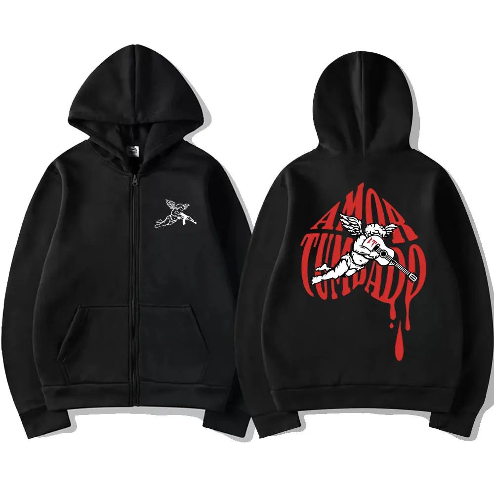 Singer Natanael Cano Amor Tumbado Zipper Hoodie Corridos Tumbados Zip Up Jacket Casual Streetwear Men Women Hip Hop Cool Hoodies