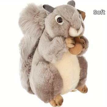 Cute Squirrel Plush Toy, Realistic Stuffed Animal, Soft Fur, Lifelike Forest Rodent Doll