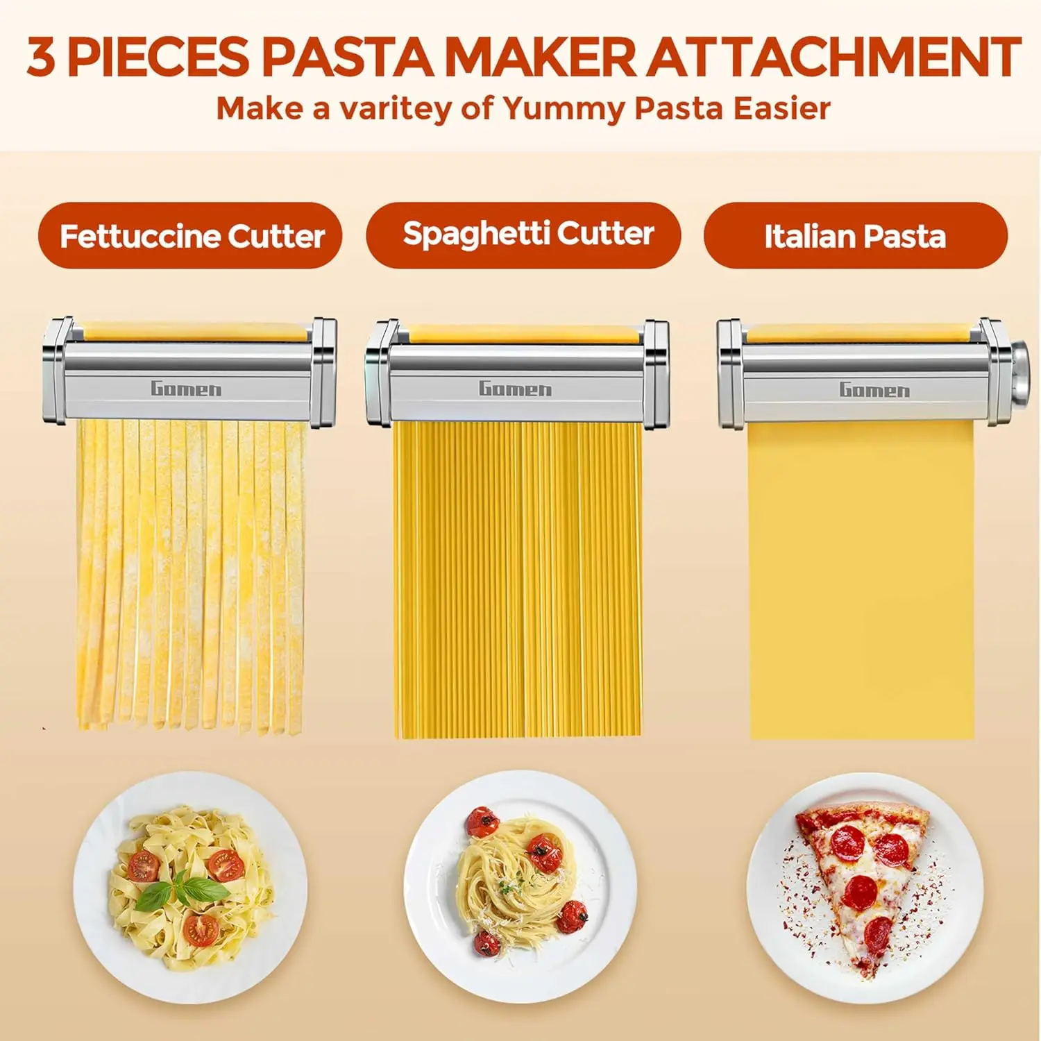 Pasta Attachment for Kitchenaid Stand Mixer,3 Pcs Pasta Maker Kitchen Aid Attachment for kitchenaid pasta maker Included P