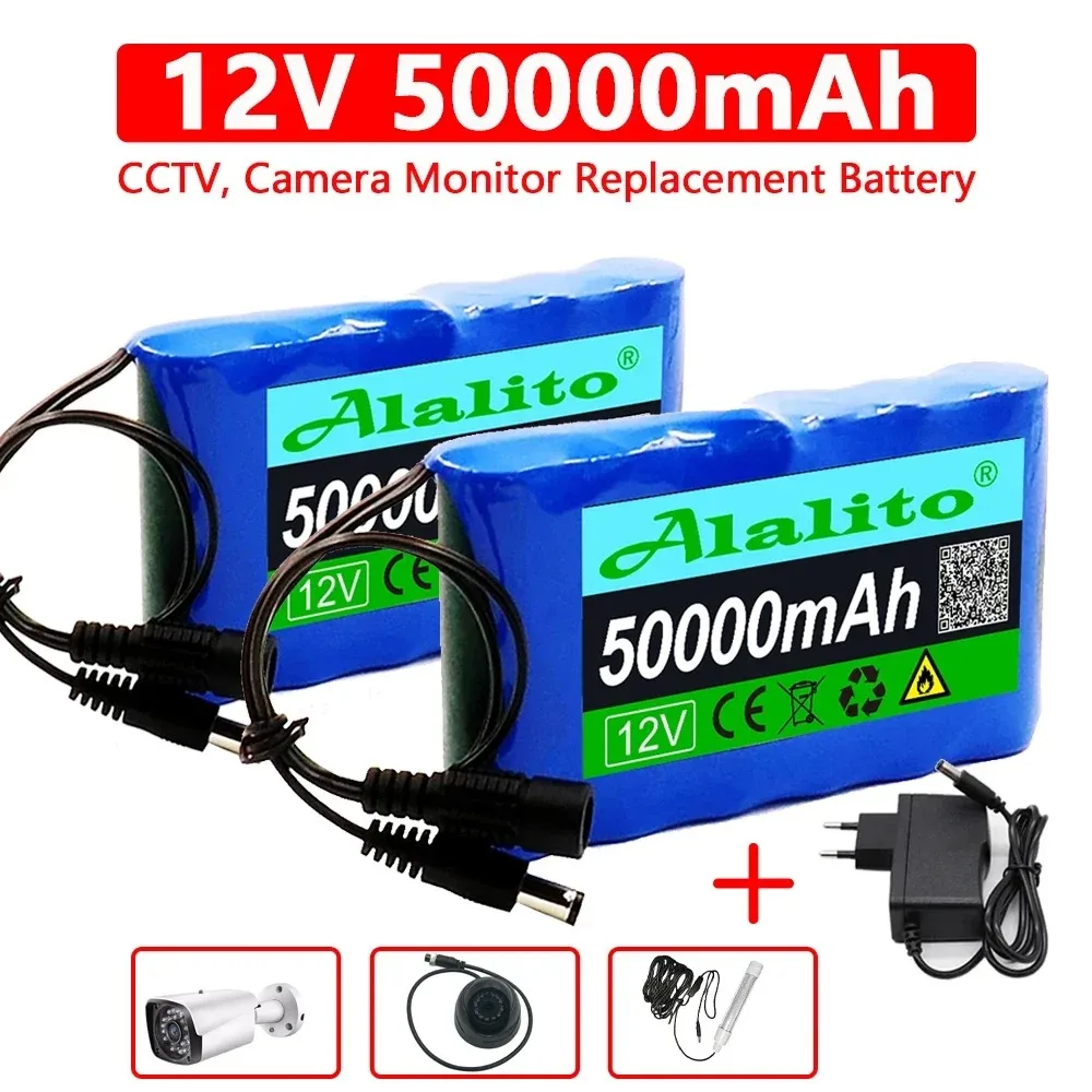 

New Portable 18650 3S2P 12V 50000mAh original rechargeable li-ion battery 12.6 V 50Ah CCTV, monitor backup battery+ Charger