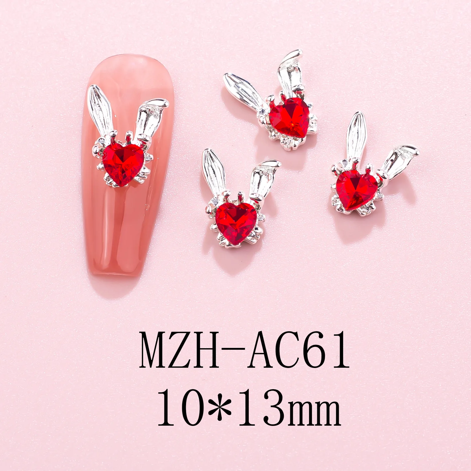 10 Stück Legierung Kaninchenkopf Strasssteine für Maniküre Hase Kopf Nagel Charms für Nagelzubehör – Detail 17